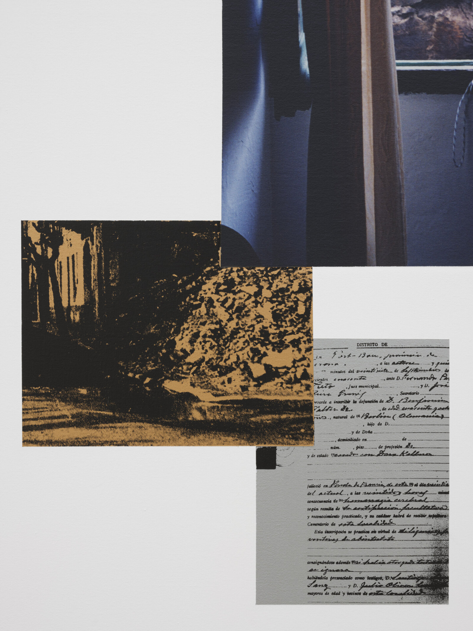 Ian Wallace, Room in Portbou (detail), 1996, photolaminate with serigraph and acrylic on canvas, 72 x 60 in. (184 x 152 cm)