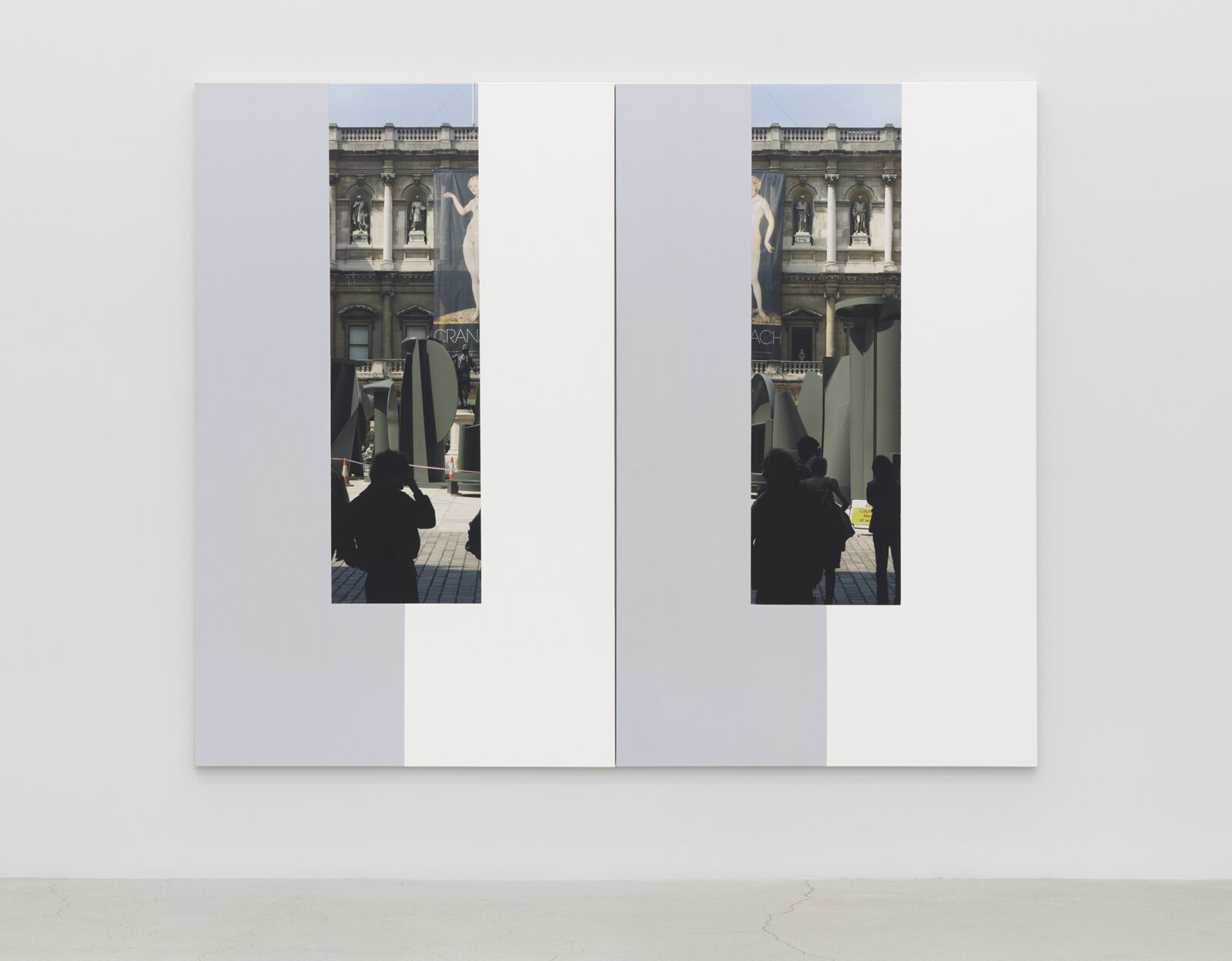 Ian Wallace, Royal Academy Courtyard, 2008, photolaminate and acrylic on canvas, diptych, 78 x 96 in. (198 x 244 cm)