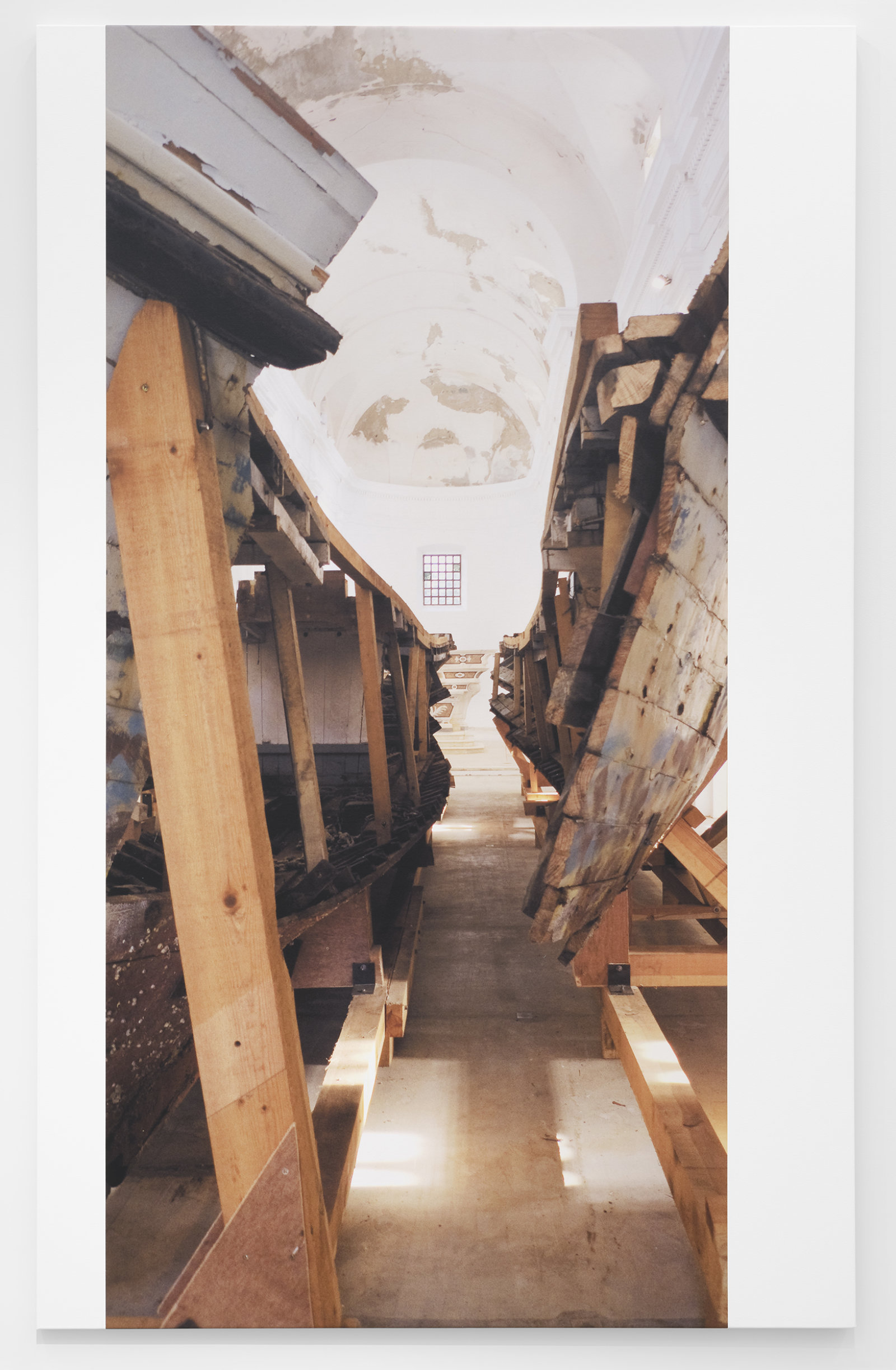 Ian Wallace, Shipwreck (After Naufragio con Spettatore by Claudio Parmiggiani) I–IV, 2010, photolaminate with acrylic on canvas, 4 parts, each 96 x 60 in. (244 x 152 cm)