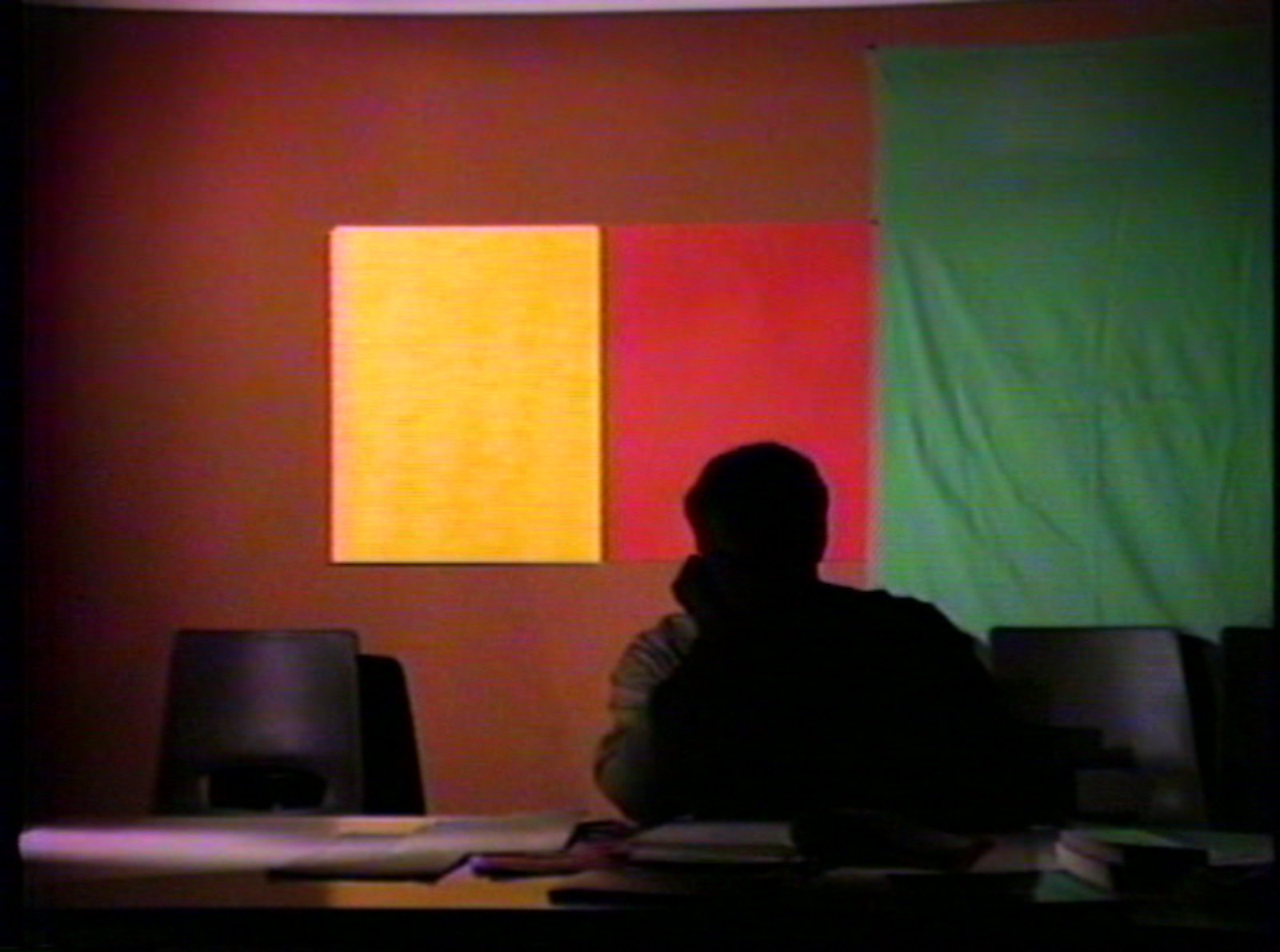 Ian Wallace, Study Corridor (still), 1983, 2 channel video, 3/4 inch video transferred to DVD