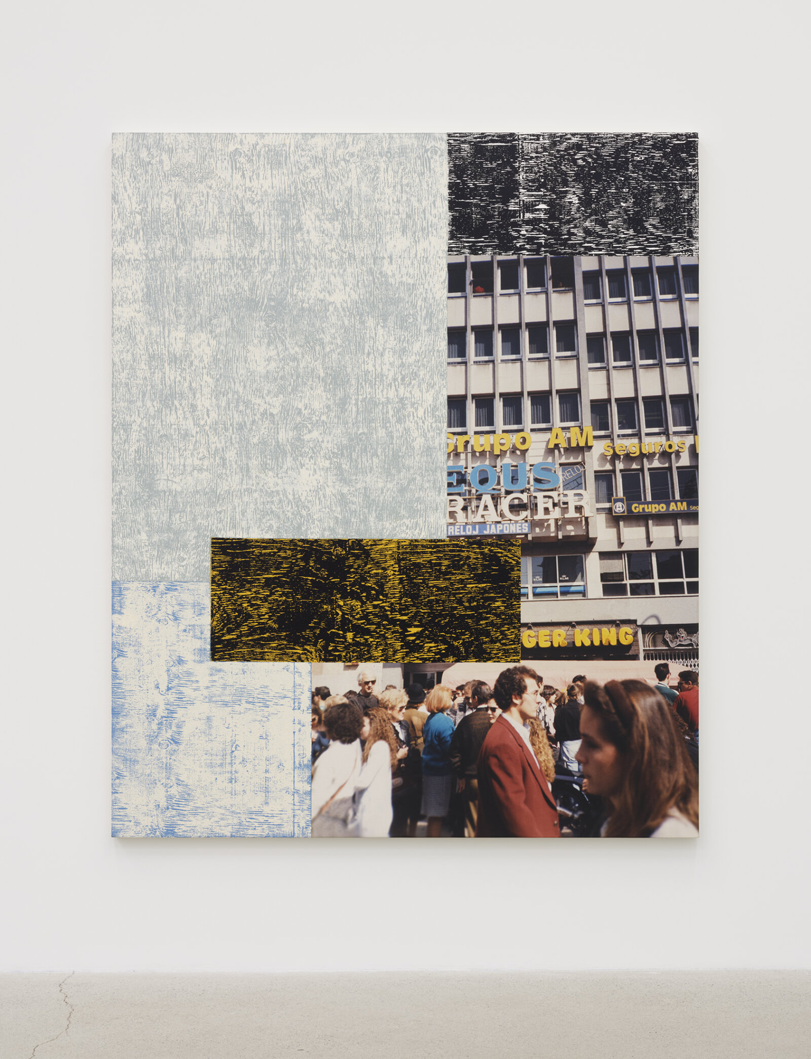Ian Wallace, The Crowd, Valencia, 1996, photolaminate and acrylic on canvas, 72 x 60 in. (183 x 152 cm)