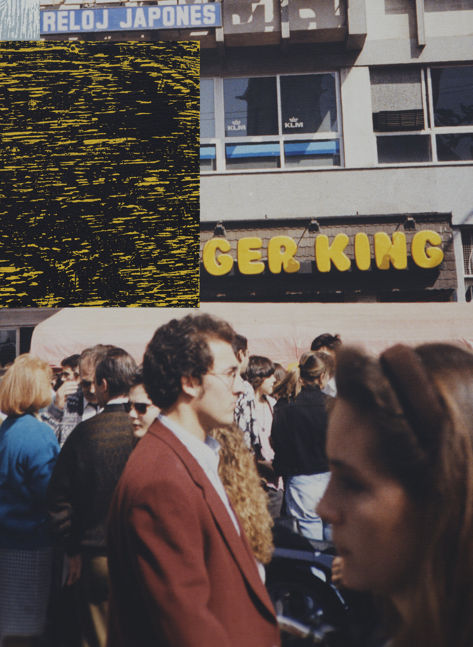 Ian Wallace, The Crowd, Valencia (detail), 1996, photolaminate and acrylic on canvas, 72 x 60 in. (183 x 152 cm)