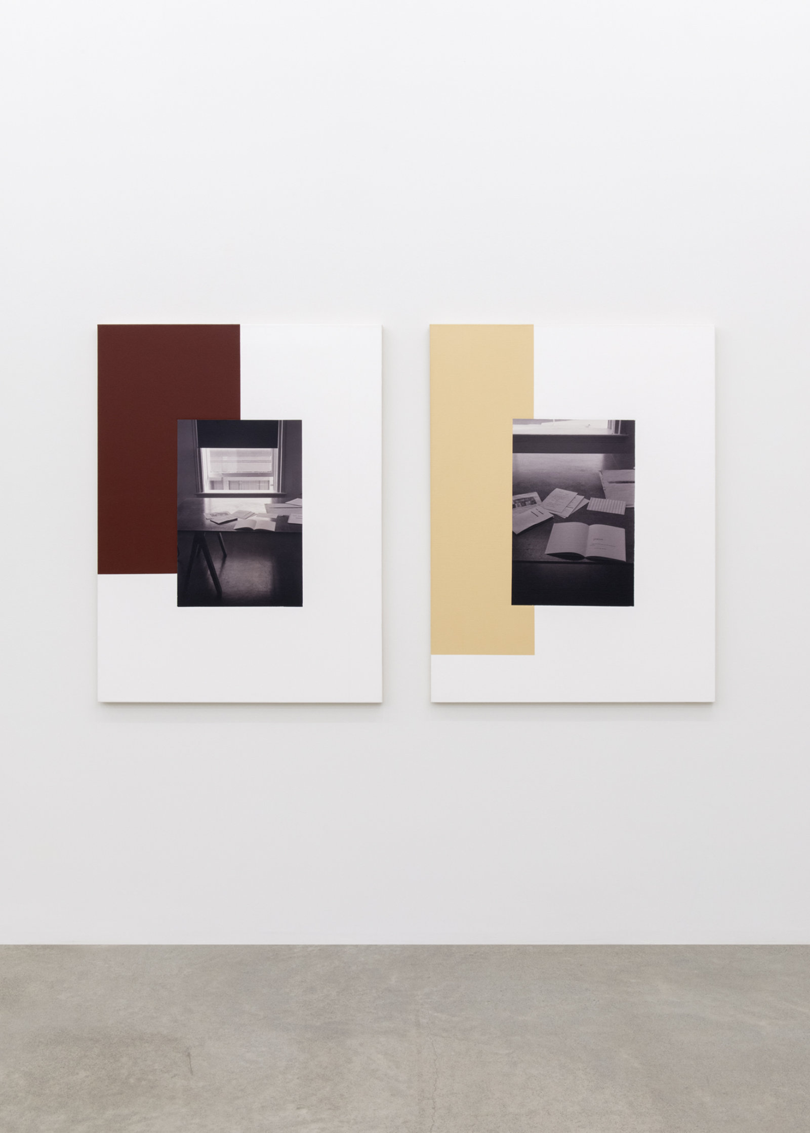 Ian Wallace, The Table (Image/Text) I, II, 1979–2007, photolaminate and acrylic on canvas, each 48 x 72 in. (122 x 183 cm)