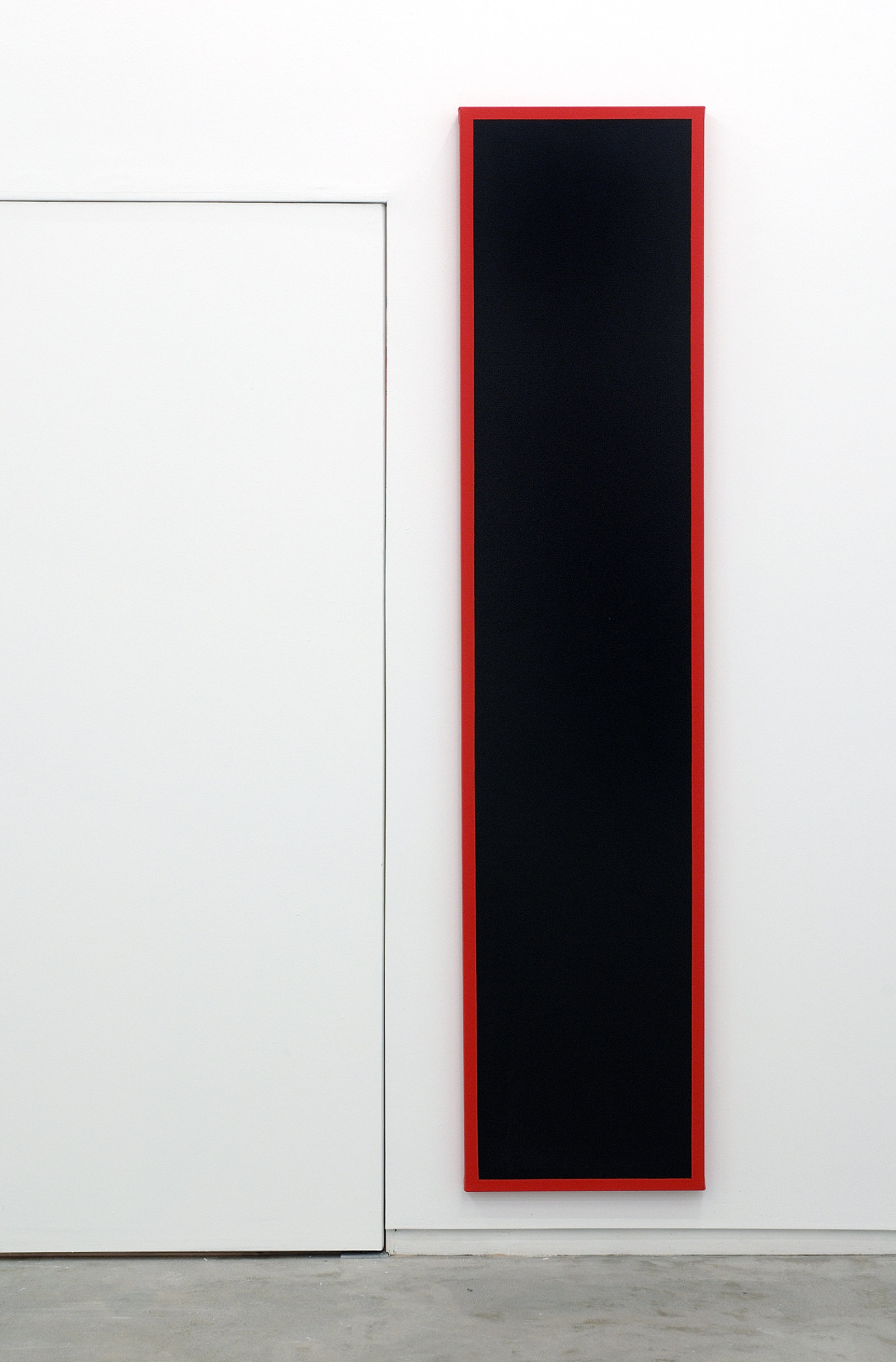 Ian Wallace, Untitled (Black Monochrome with Red), 1967–2007, acrylic on canvas, 90 x 20 in. (229 x 51 cm)