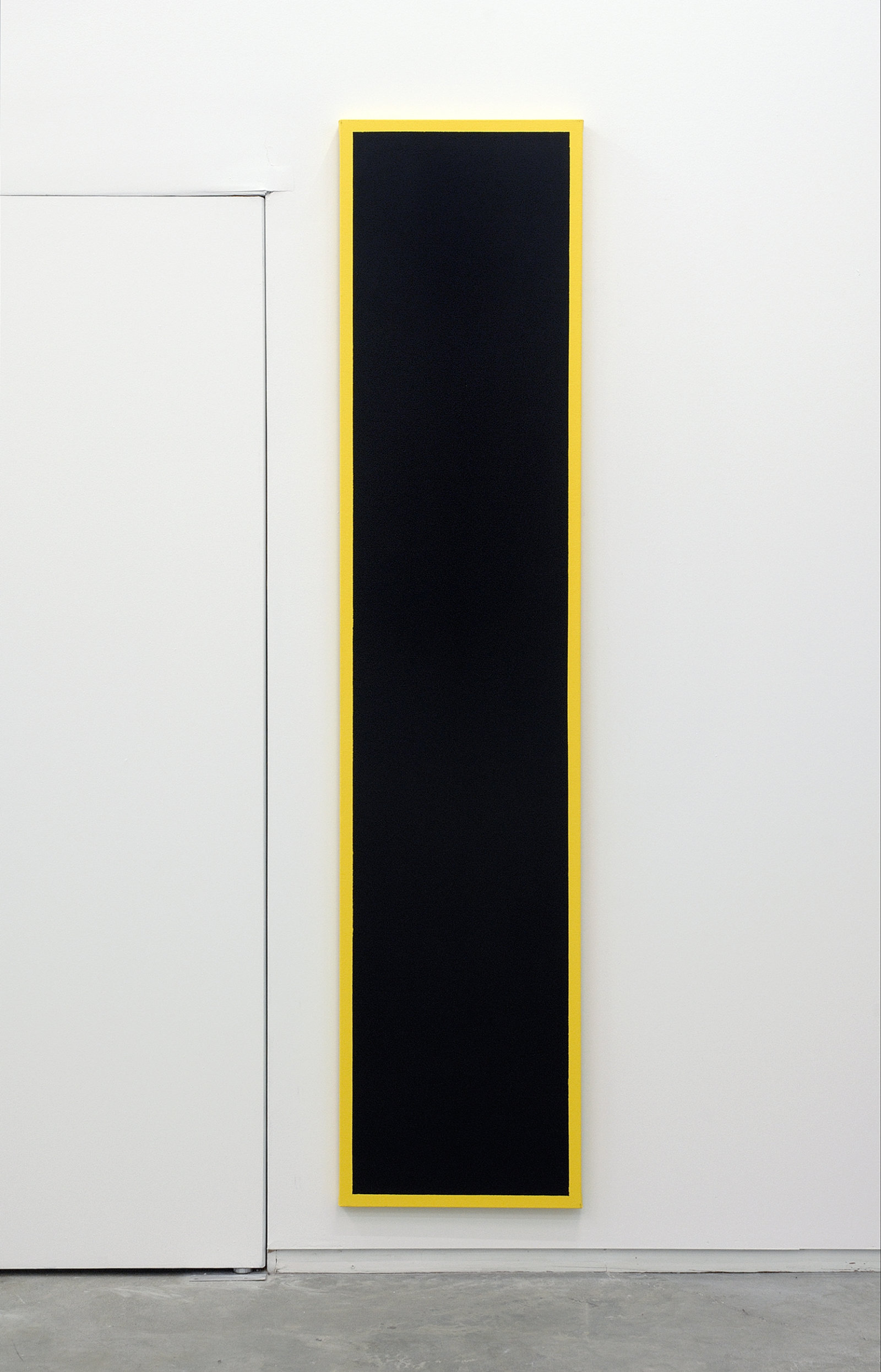 Ian Wallace, Untitled (Black Monochrome with Yellow), 1967–2007, acrylic on canvas, 90 x 20 in. (229 x 51 cm)