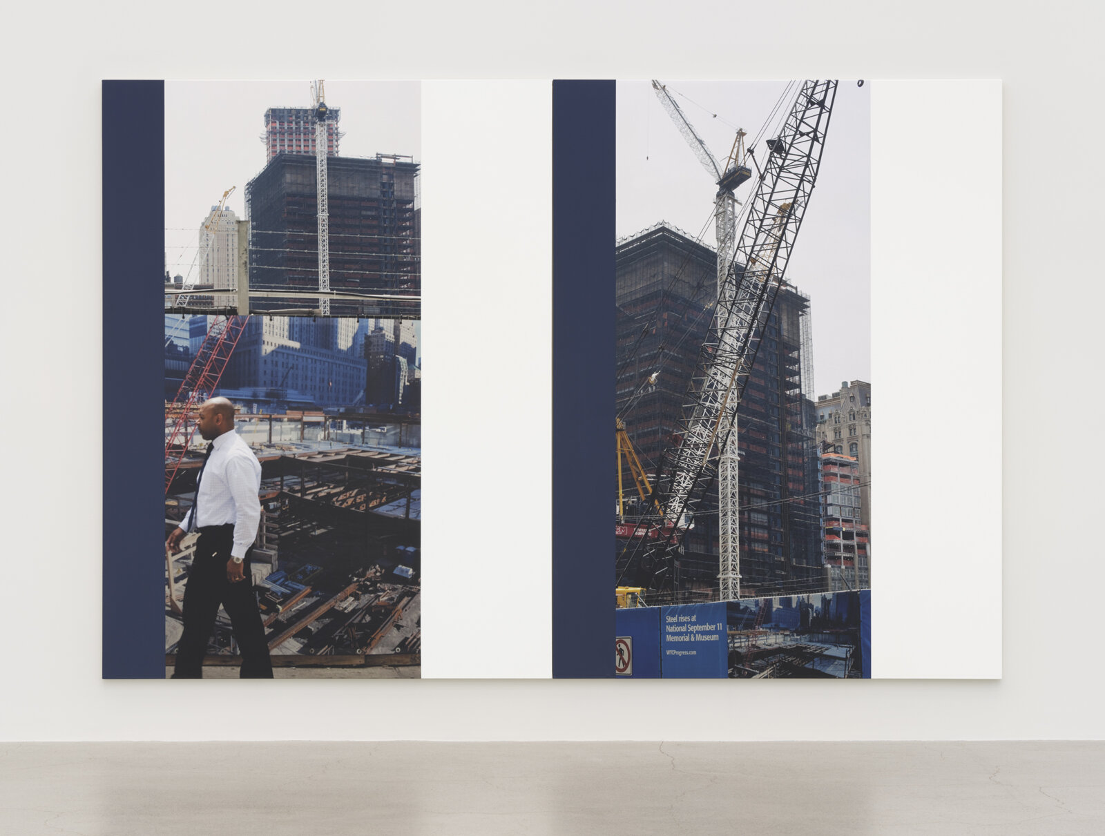Ian Wallace, WTC diptych (Steel Rises), 2009, photolaminate and acrylic on canvas, diptych, 100 x 144 in. (244 x 365 cm)