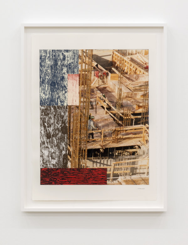 Ian Wallace, Study for Composition with Construction Site I, 1992–2012, paper, pencil, acrylic, photograph, ink, monoprint on canvas, 30 x 23 in. (77 x 57 cm)