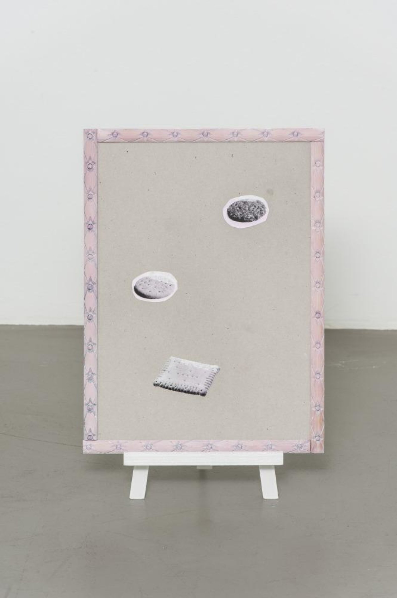 Ashes Withyman, Biscuits, 2014, rat poison, cardboard, photocopies, wood, metal, 18 x 13 x 7 in. (46 x 32 x 18 cm)